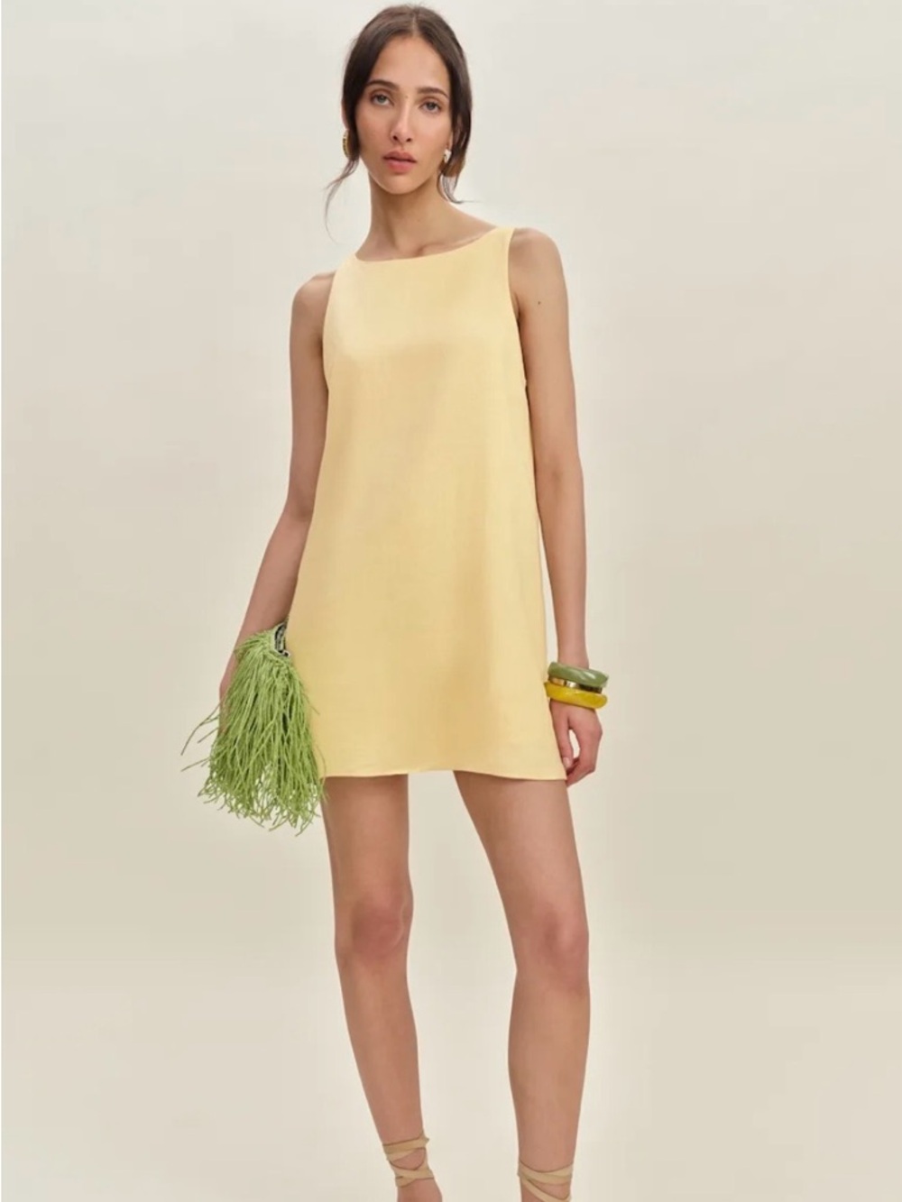 Reformation Jessi Linen Dress Yellow - Size 4
